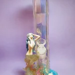 12" Mermaid Curved Iridescent Glass Bong