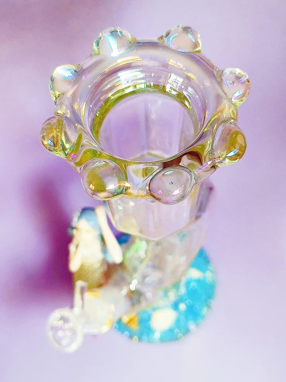 12" Mermaid Curved Iridescent Glass Bong