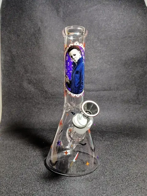 Michael Myers Halloween Bloody Knife Beaker Glass Bong