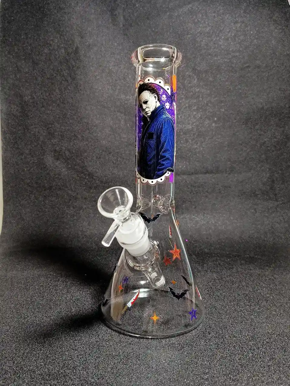 Michael Myers Halloween Bloody Knife Beaker Glass Bong