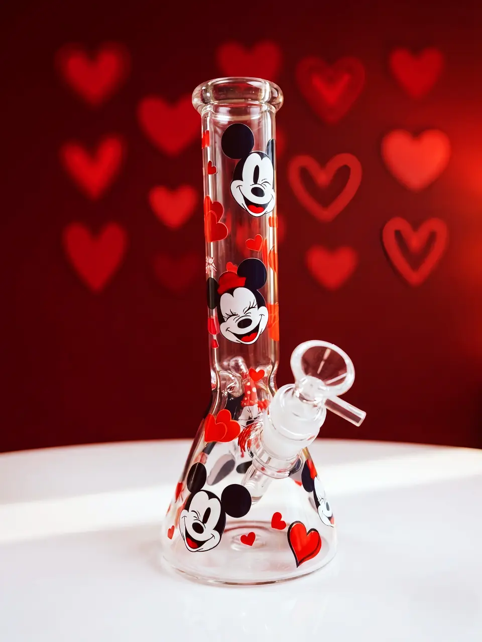 10" Mickey & Minnie Retro Love Beaker Glass Bong - Image 5