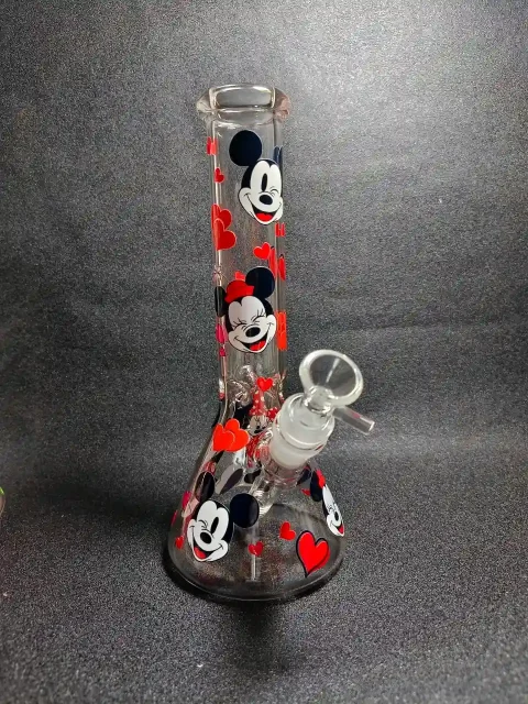 10" Mickey & Minnie Retro Love Beaker Glass Bong