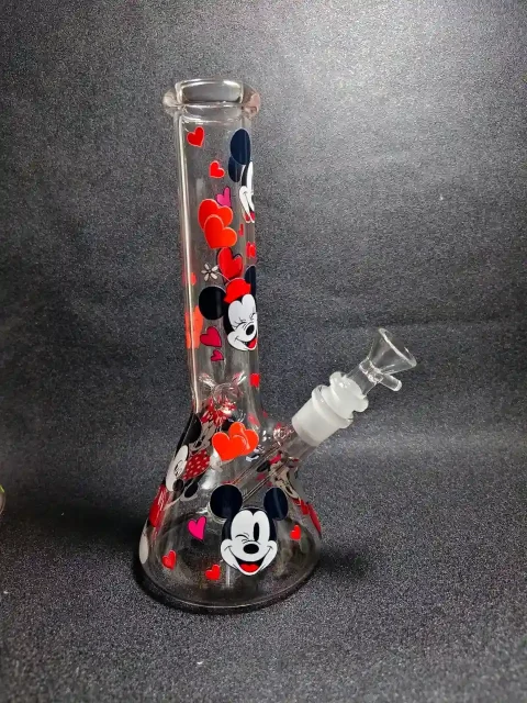 10″ Mickey & Minnie Retro Love Beaker Glass Bong 10" Mickey & Minnie Retro Love Beaker Glass Bong