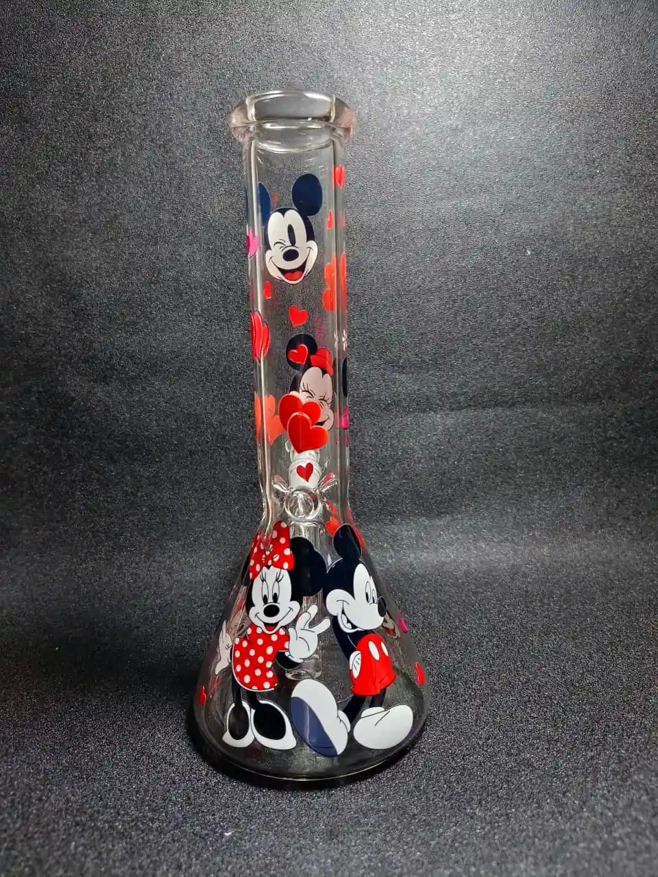 10" Mickey & Minnie Retro Love Beaker Glass Bong