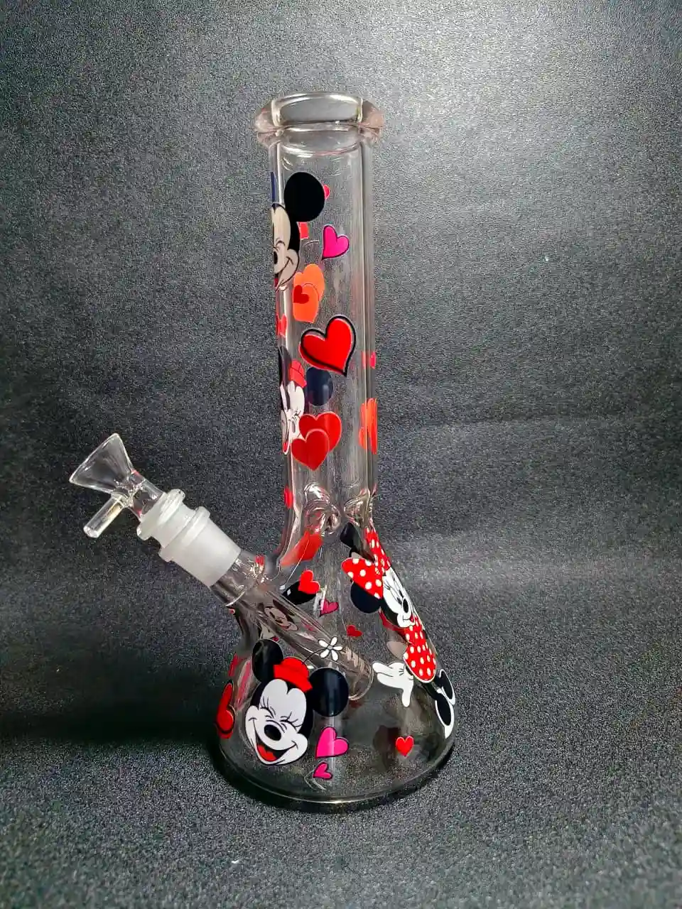 10" Mickey & Minnie Retro Love Beaker Glass Bong