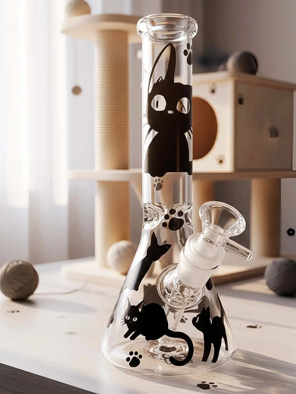 10″ Midnight Black Cat Minimal Beaker Glass Bong