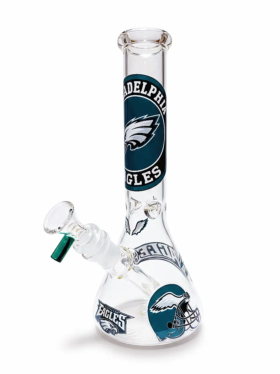 10″ Midnight Green Eagles-inspired Beaker Glass Bong | Philly Pride Edition