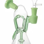 7" Milky Green Recycler Glass Bong