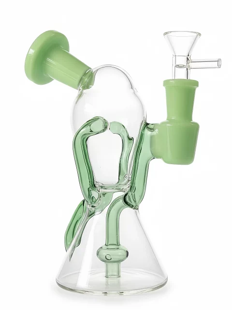 Milky Green Recycler Glass Bong