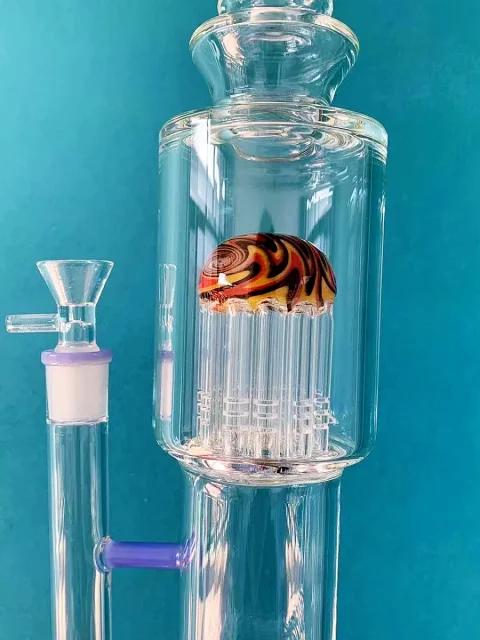 15" Milky Purple Wig Wag Straight Tube Bong withe Tree Perc