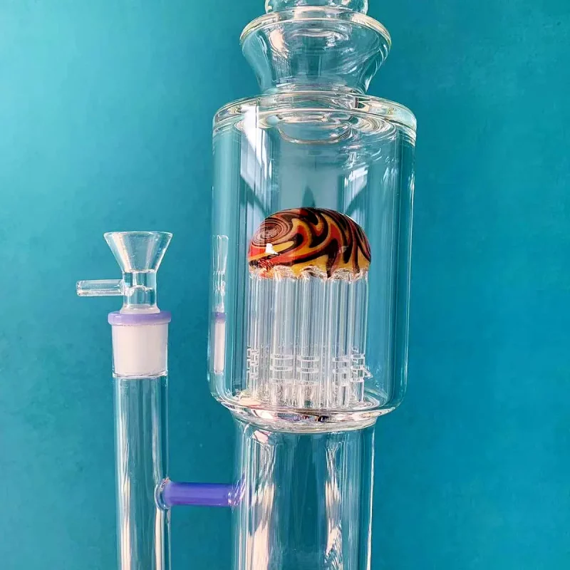 15" Milky Purple Wig Wag Straight Tube Bong withe Tree Perc