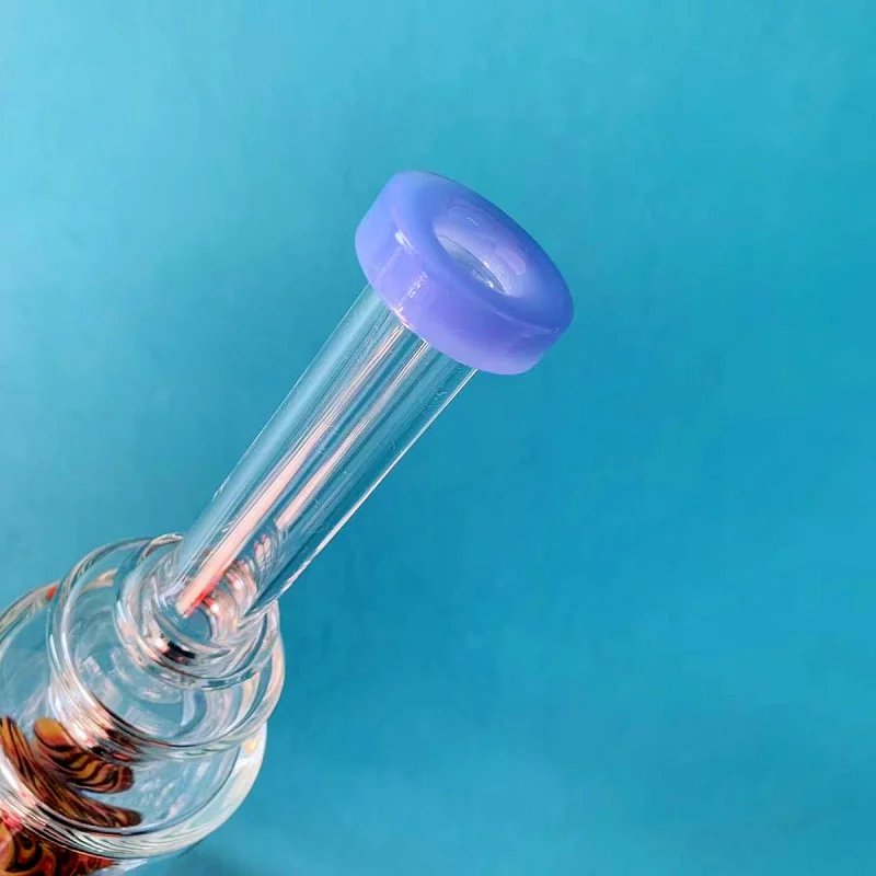 15" Milky Purple Wig Wag Straight Tube Bong withe Tree Perc
