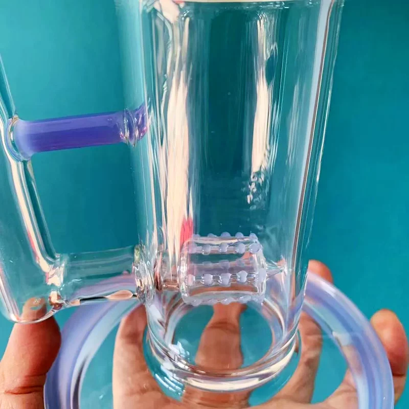 15" Milky Purple Wig Wag Straight Tube Bong withe Tree Perc