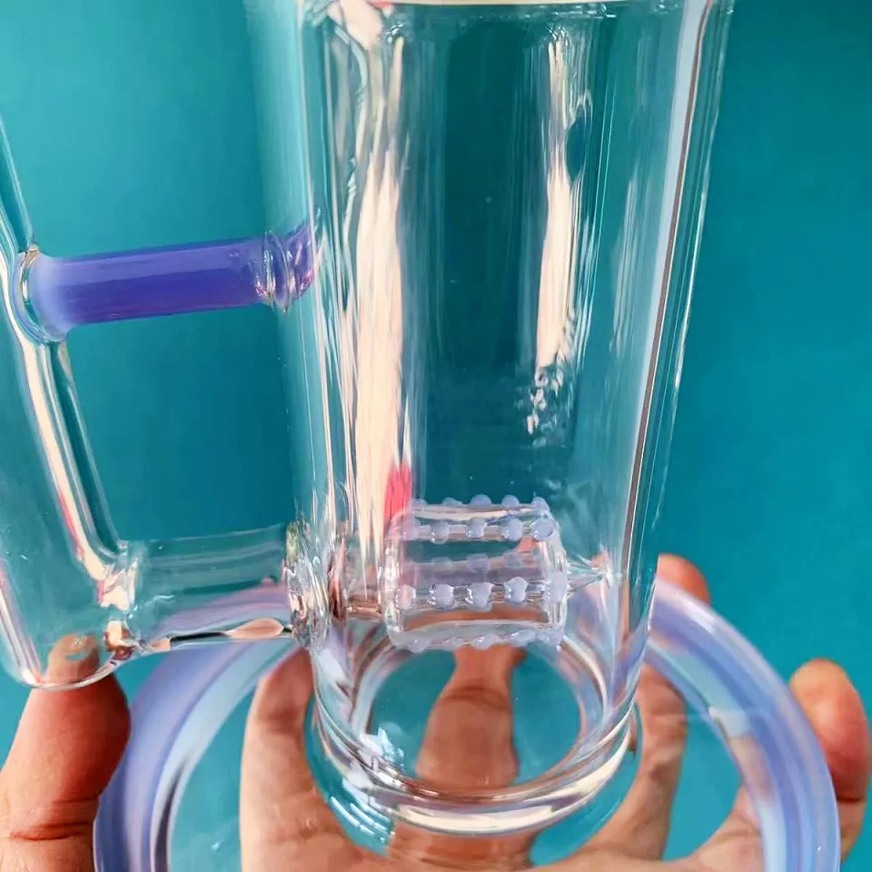 15" Milky Purple Wig Wag Straight Tube Bong withe Tree Perc
