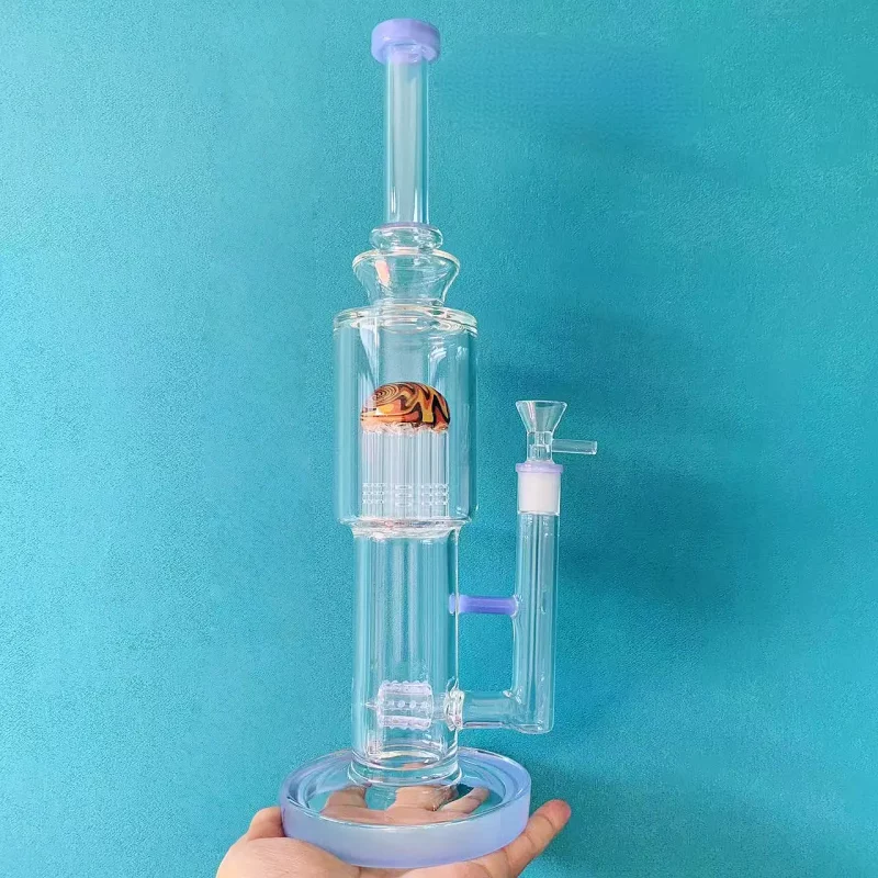 15" Milky Purple Wig Wag Straight Tube Bong withe Tree Perc