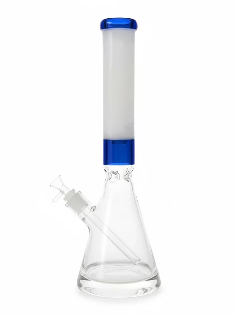 16" Milky White & Deep Blue Encallmo Beaker Bong with Ultra-Thick Base