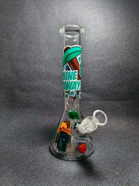 10" Minecraft Mine Away Beaker Glass Bong