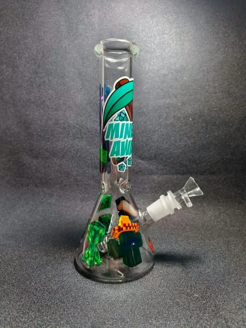 10″ Minecraft Mine Away Beaker Glass Bong 10" Minecraft Mine Away Beaker Glass Bong
