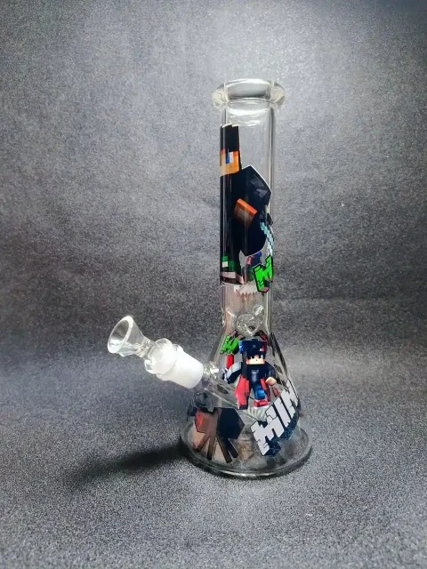 10″ Minecraft Pixel Block Adventure Beaker Glass Bong 10" Minecraft Pixel Block Adventure Beaker Glass Bong