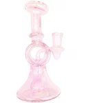 6.3" Mini Baby Pink Loop Bong with Unique Hollow Body Design
