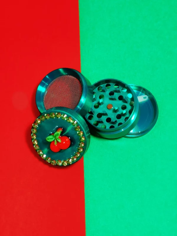 Mint Green Cherry Gem Grinder - Portable & Sparkle