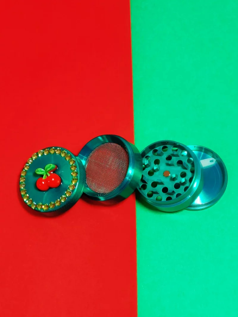 Mint Green Cherry Gem Grinder - Portable & Sparkle