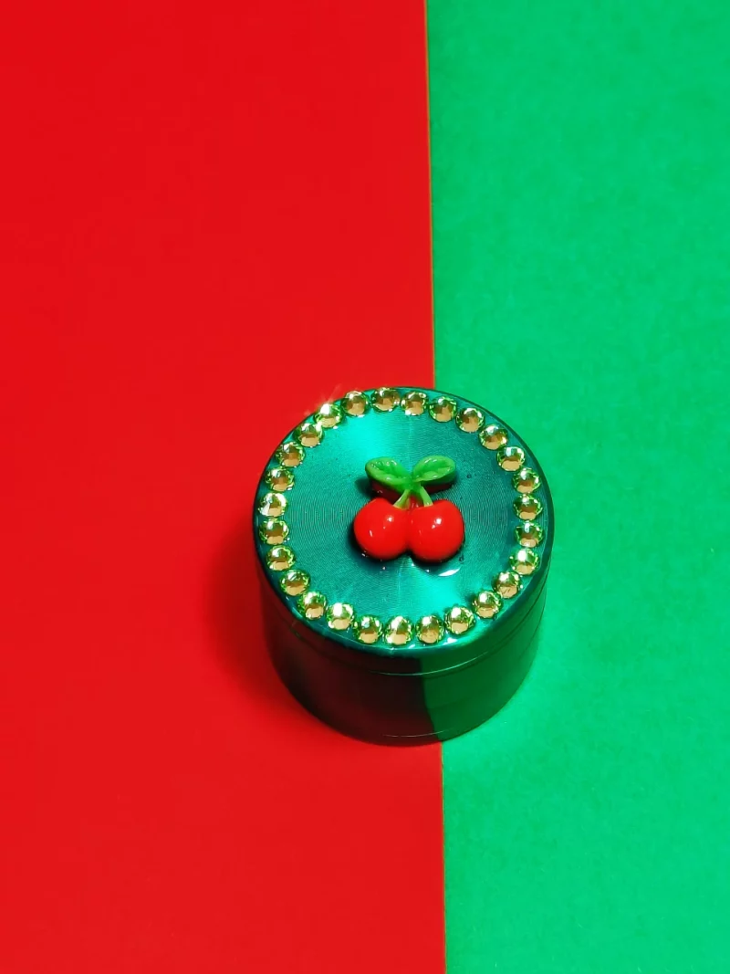 Mint Green Cherry Gem Grinder - Portable & Sparkle