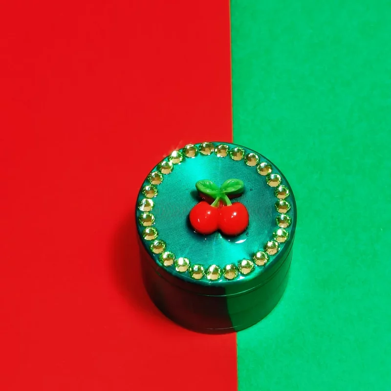 Mint Green Cherry Gem Grinder - Portable & Sparkle