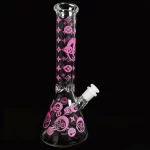 10" Morty & LV Inspired Pink Patterned Glass Beaker Bong