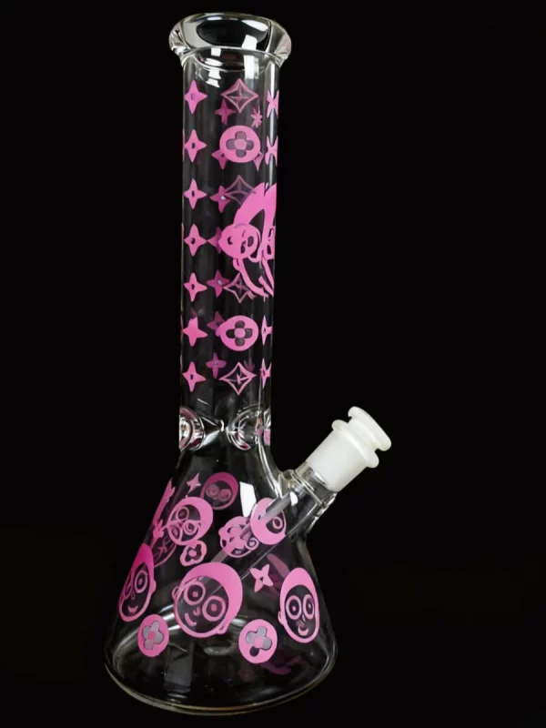 10″ Morty & LV Inspired Pink Patterned Glass Beaker Bong