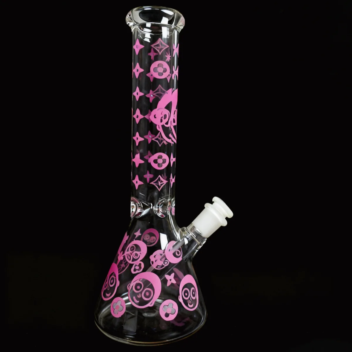 10″ Morty & LV Inspired Pink Patterned Glass Beaker Bong