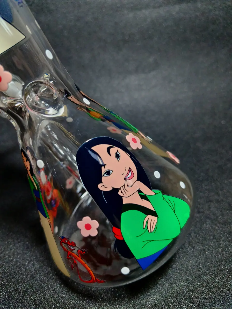 Mulan Mushu Little Brother Plum Blossom Beaker Glass Bong
