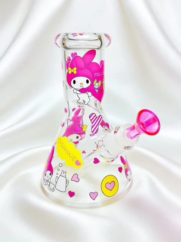 8" 5mm My Melody Pink Party Beaker Glass Bong