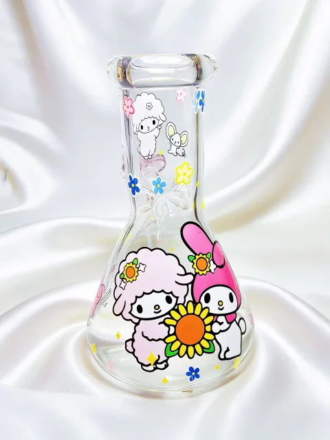 8" 5mm My Melody & My Sweet Piano Garden Beaker Glass Bong