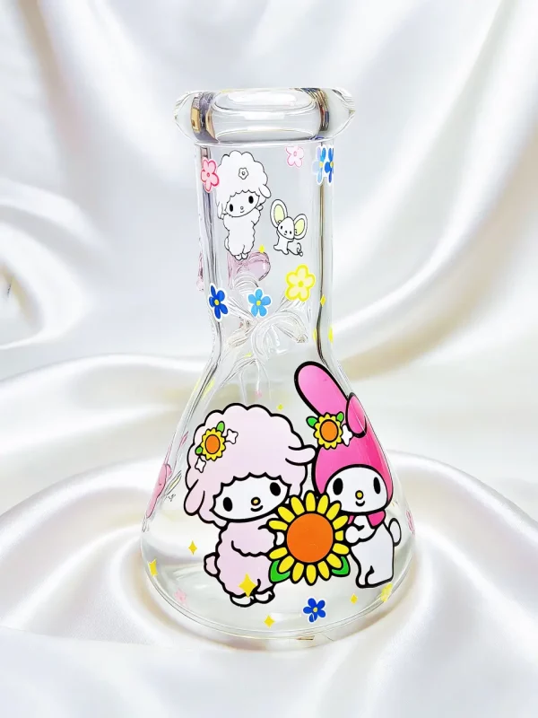 8" 5mm My Melody & My Sweet Piano Garden Beaker Glass Bong