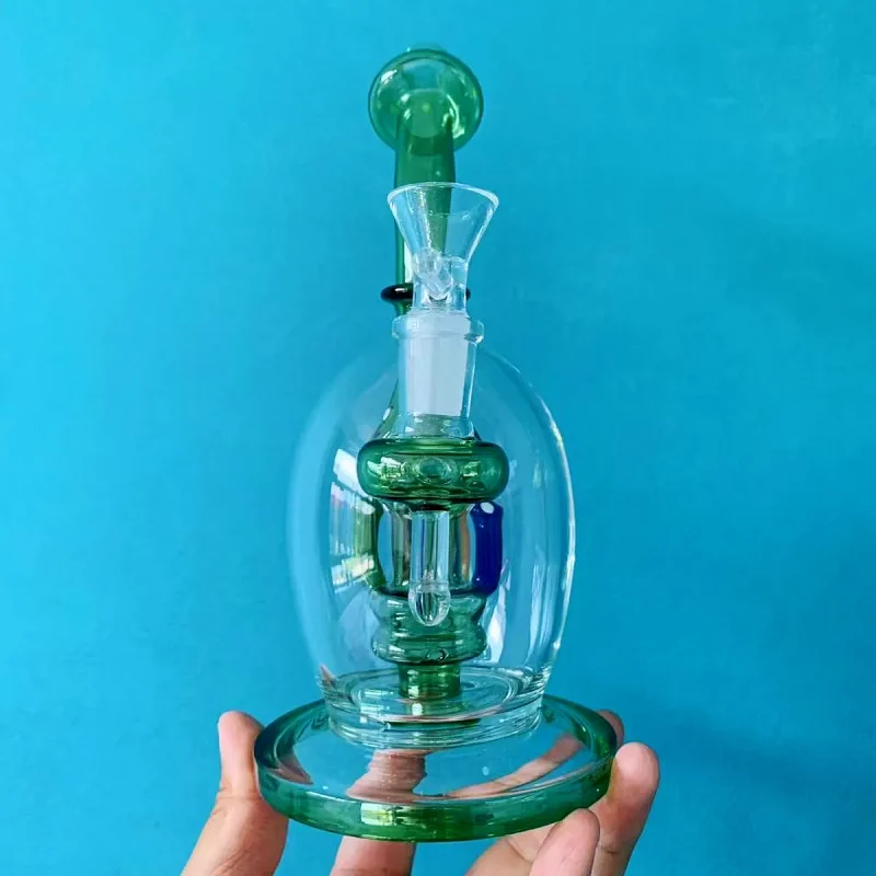 9" Mystic Green Mushroom Perc Glass Bong