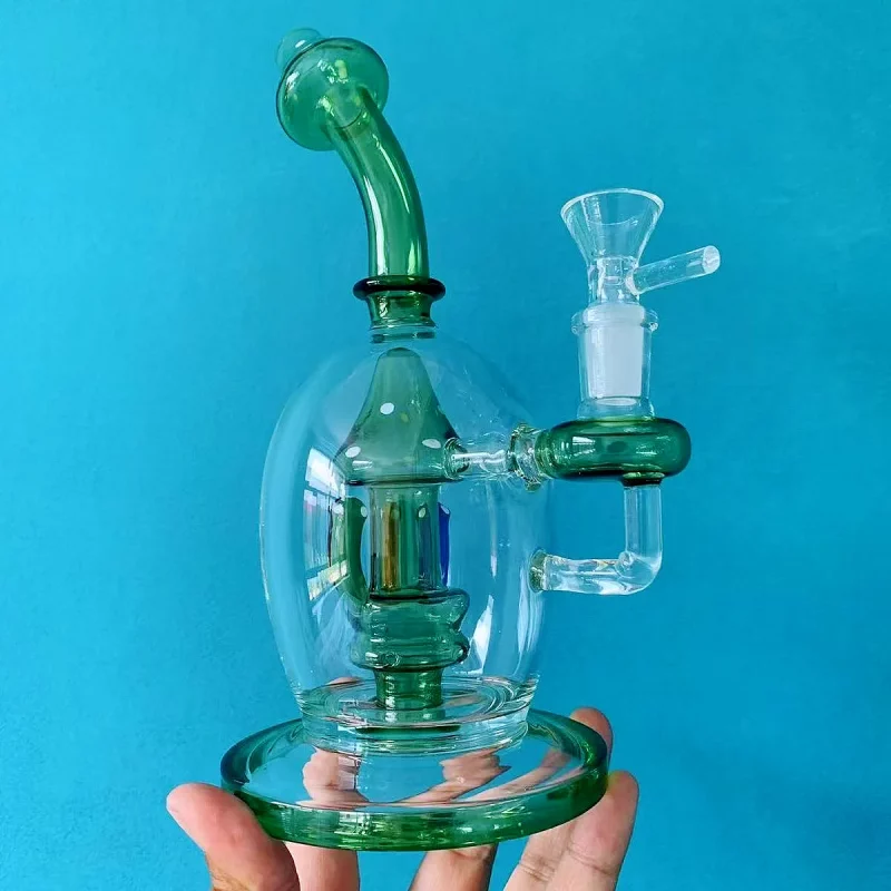9" Mystic Green Mushroom Perc Glass Bong