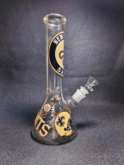 10″ New Orleans Saints NFL Beaker Glass Bong 10" New Orleans Saints NFL Beaker Glass Bong