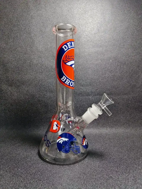 10″ NFL Denver Broncos Beaker Glass Bong 10" NFL Denver Broncos Beaker Glass Bong