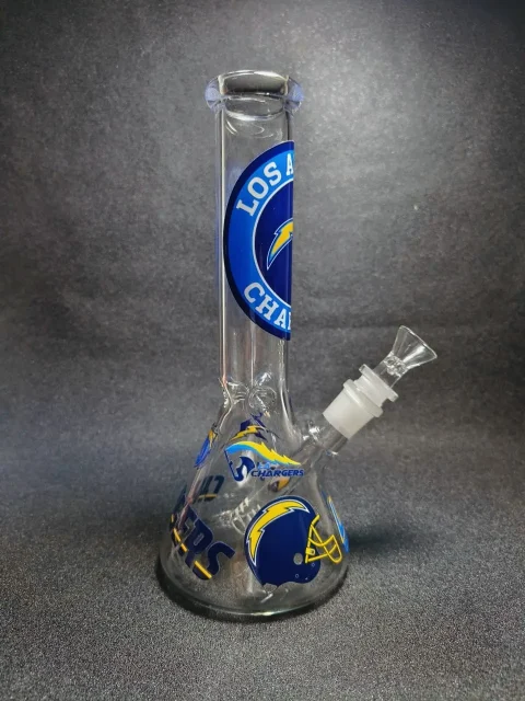 10″ NFL Los Angeles Chargers Beaker Glass Bong 10" NFL Los Angeles Chargers Beaker Glass Bong