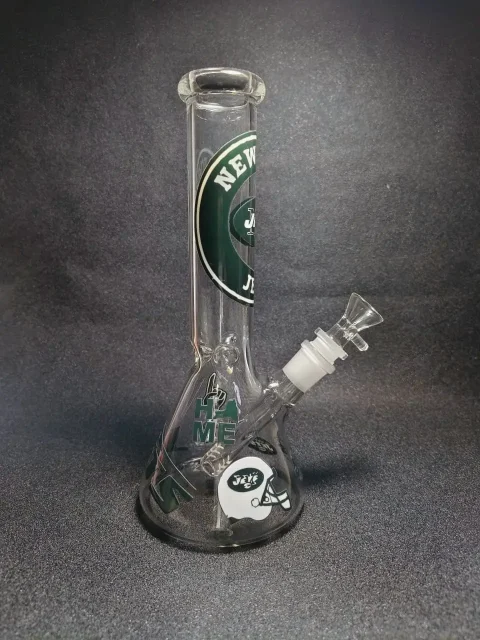 10″ NFL New York Jets Beaker Glass Bong 10" NFL New York Jets Beaker Glass Bong