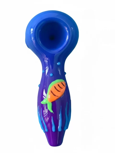 4.3" Ocean Dream Glow-in-the-dark Hand-Painted Glass Pipe