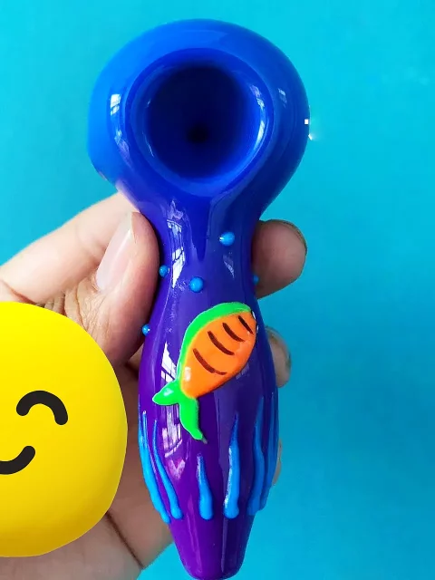 4.3" Ocean Dream Glow-in-the-dark Hand-Painted Glass Pipe