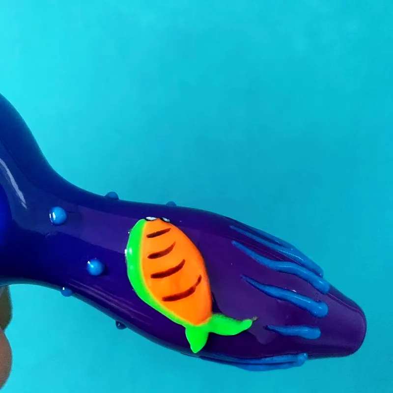 4.3" Ocean Dream Glow-in-the-dark Hand-Painted Glass Pipe