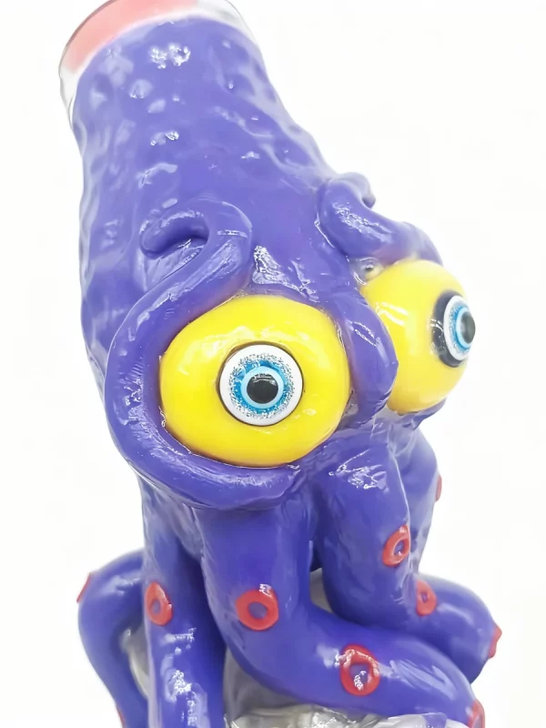 7" Octopus Bong with Big Eyes 3D Handcrafted