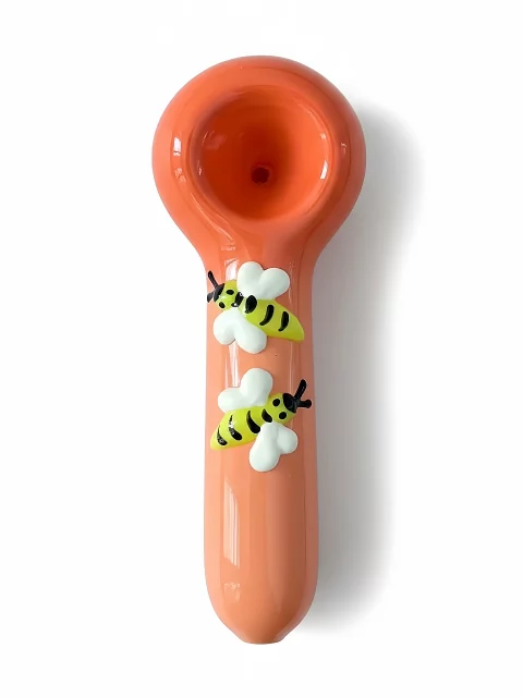 4.3" Orange Glow-in-the-Dark 3D Bees Spoon Pipe