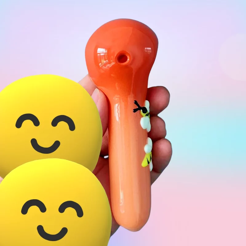 4.3" Orange Glow-in-the-Dark 3D Bees Spoon Pipe