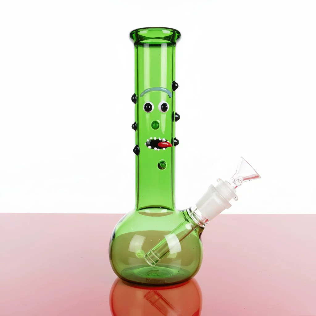 10" Pickle Rick Bubble Base Glass Bong