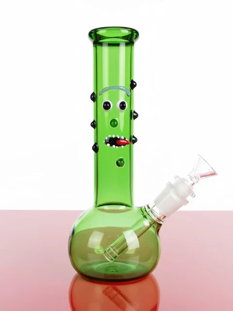 10" Pickle Rick Bubble Base Glass Bong