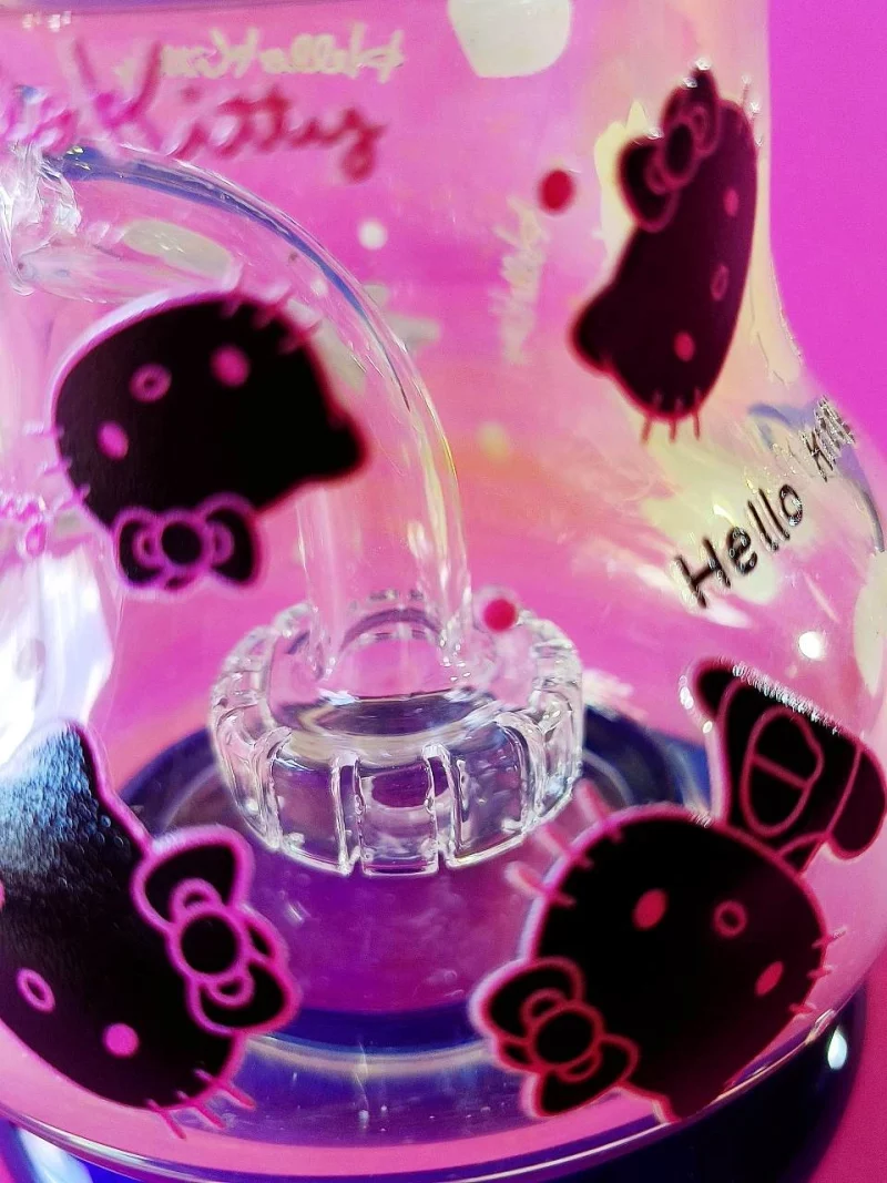 8.5" Pink & Black Hello Kitty Bent Neck Mini Glass Bong